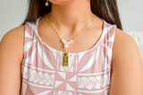THEA - 5 NATURAL WHITE PEARL WITH PERSONALISED PENDANT NECKLACE