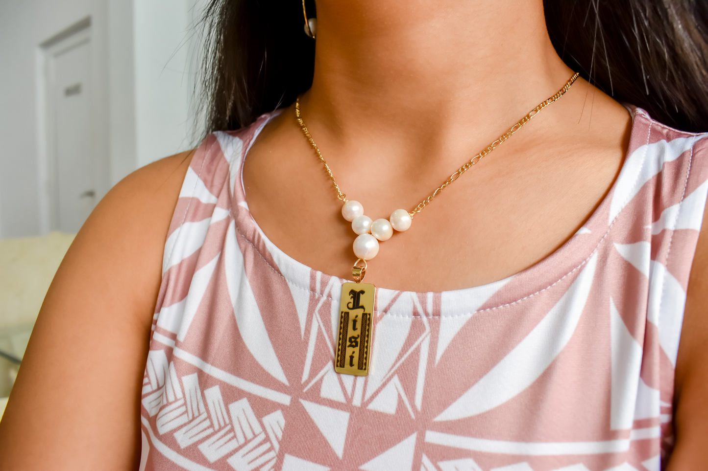 THEA - 5 NATURAL WHITE PEARL WITH PERSONALISED PENDANT NECKLACE