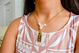 THEA - 5 NATURAL WHITE PEARL WITH PERSONALISED PENDANT NECKLACE