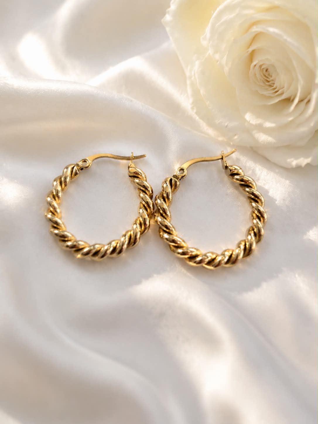 Waterproof Twisted Round Hoops Earrings