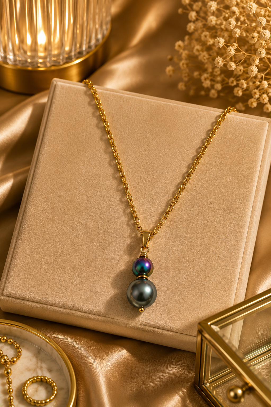 Black with Rainbow Pearl Necklace