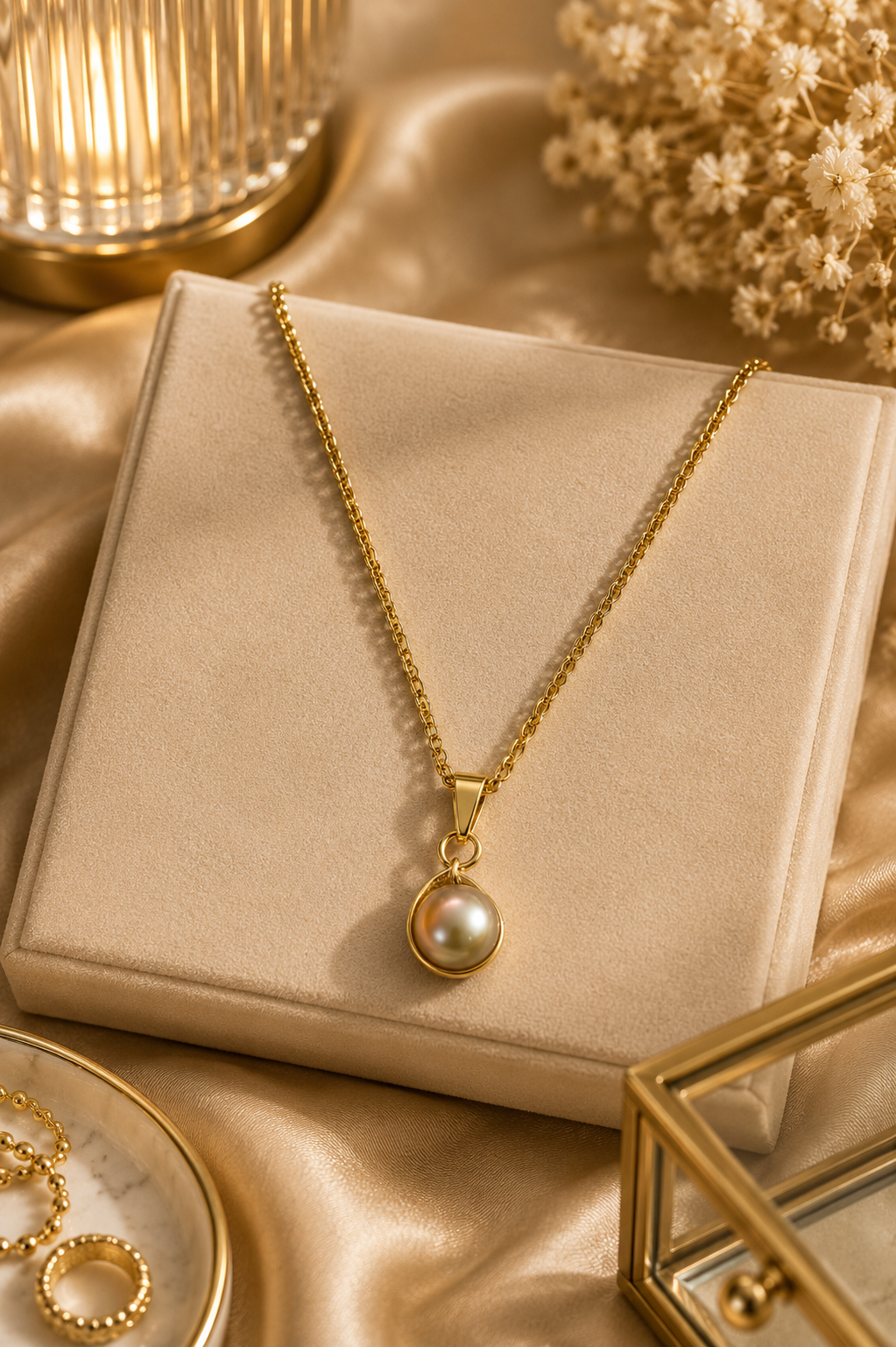 Bronze Tear Drop Pearl Necklace