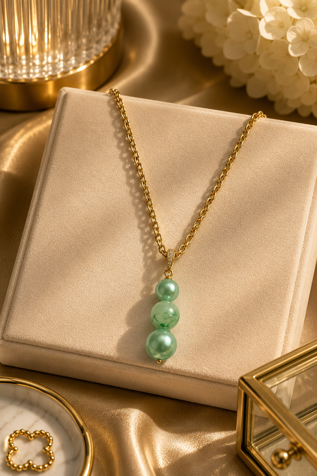 Light Green Shell Pearl Necklace