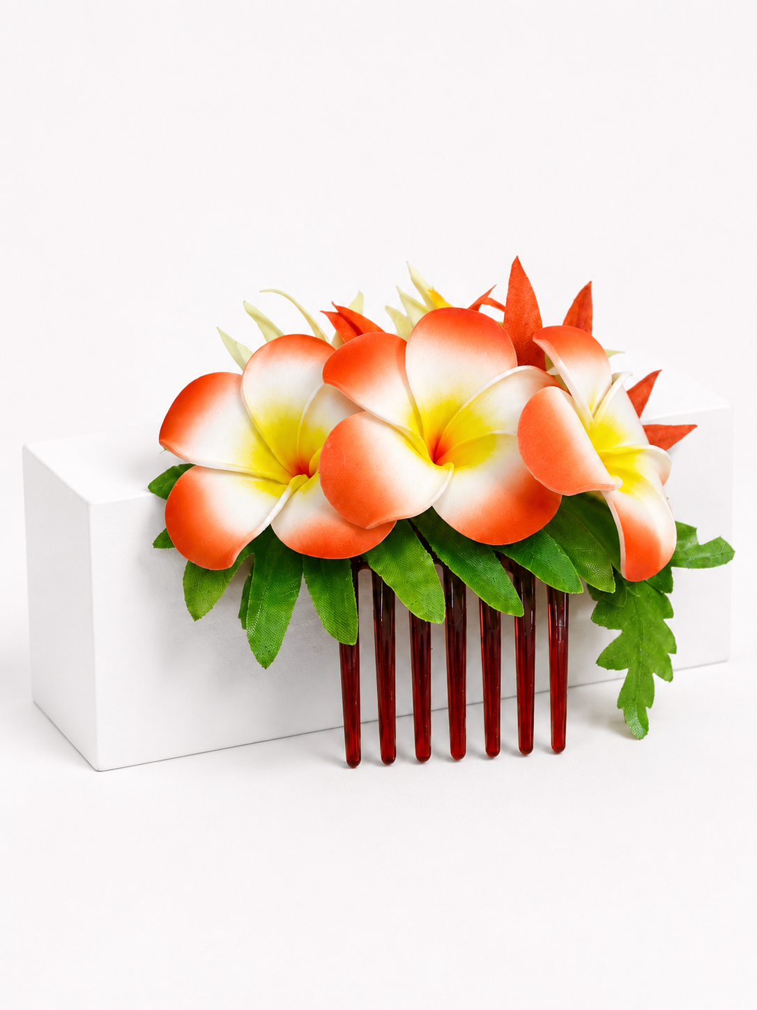 Orange Flower Hair Comb