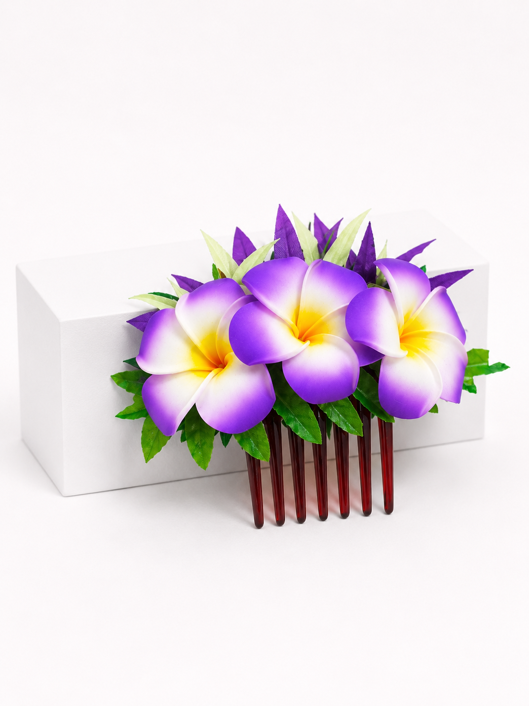 Purple Flower Hair Comb