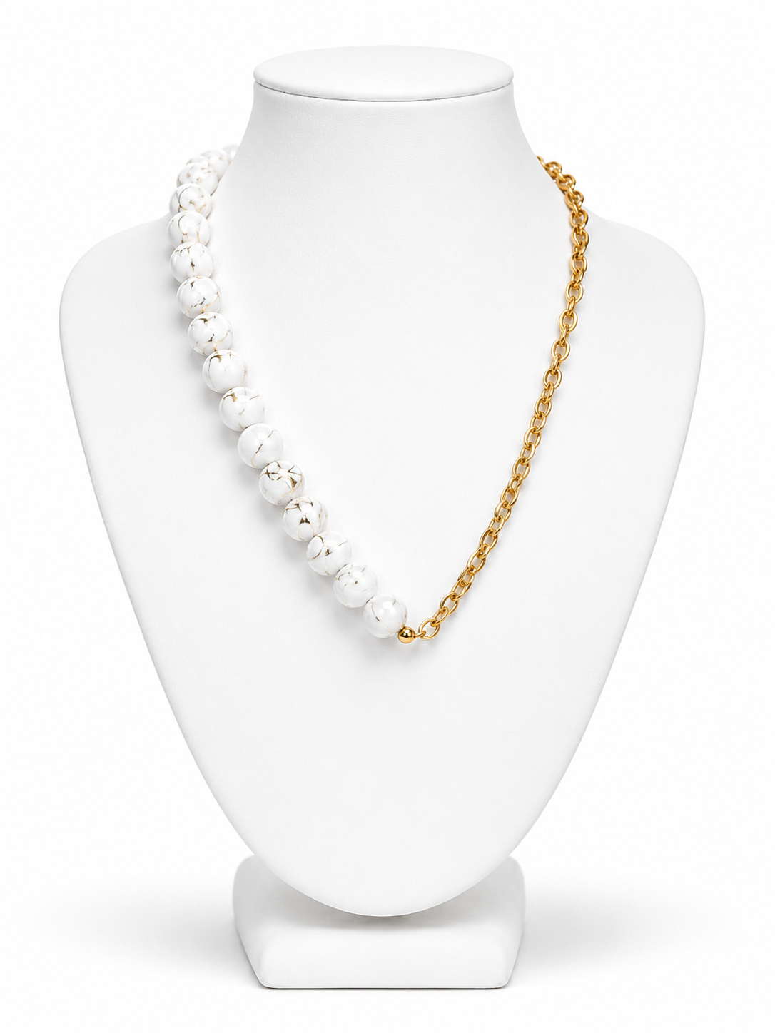 1/2 Pearl Necklace (Half Pearl, Half Chain)
