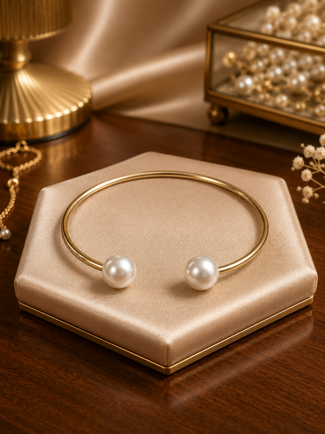 White Duo Pearl Bangle