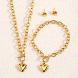 Stainless Steel Heart Jewelry Set for Women