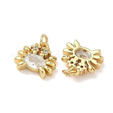 Gold Crystal Floral Stud Earrings