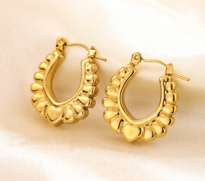 Gold Crescent Hoop Earrings 18K Gold Plated