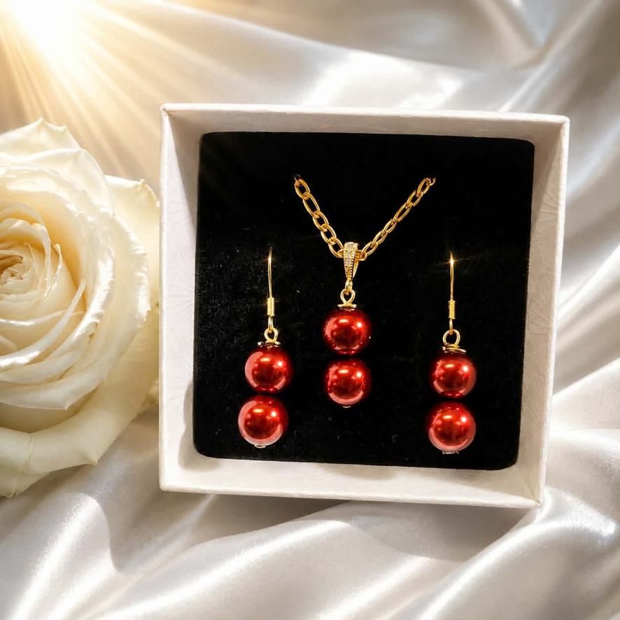 Stunning Red Pearl Set