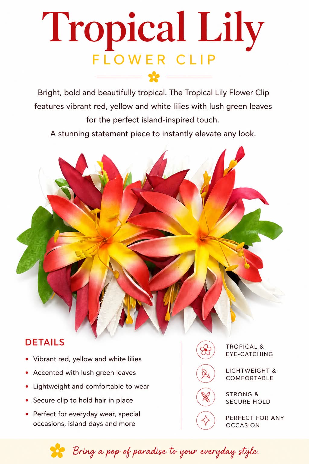 Sunset Paradise Lily Flower Clip