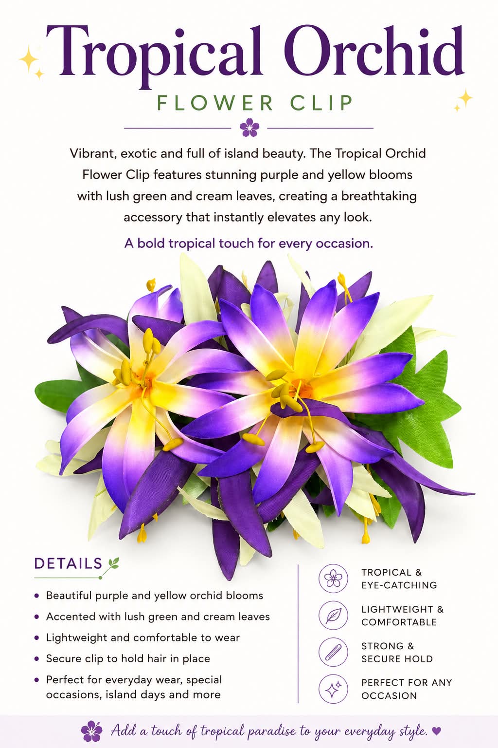 Royal Orchid Flower Clip