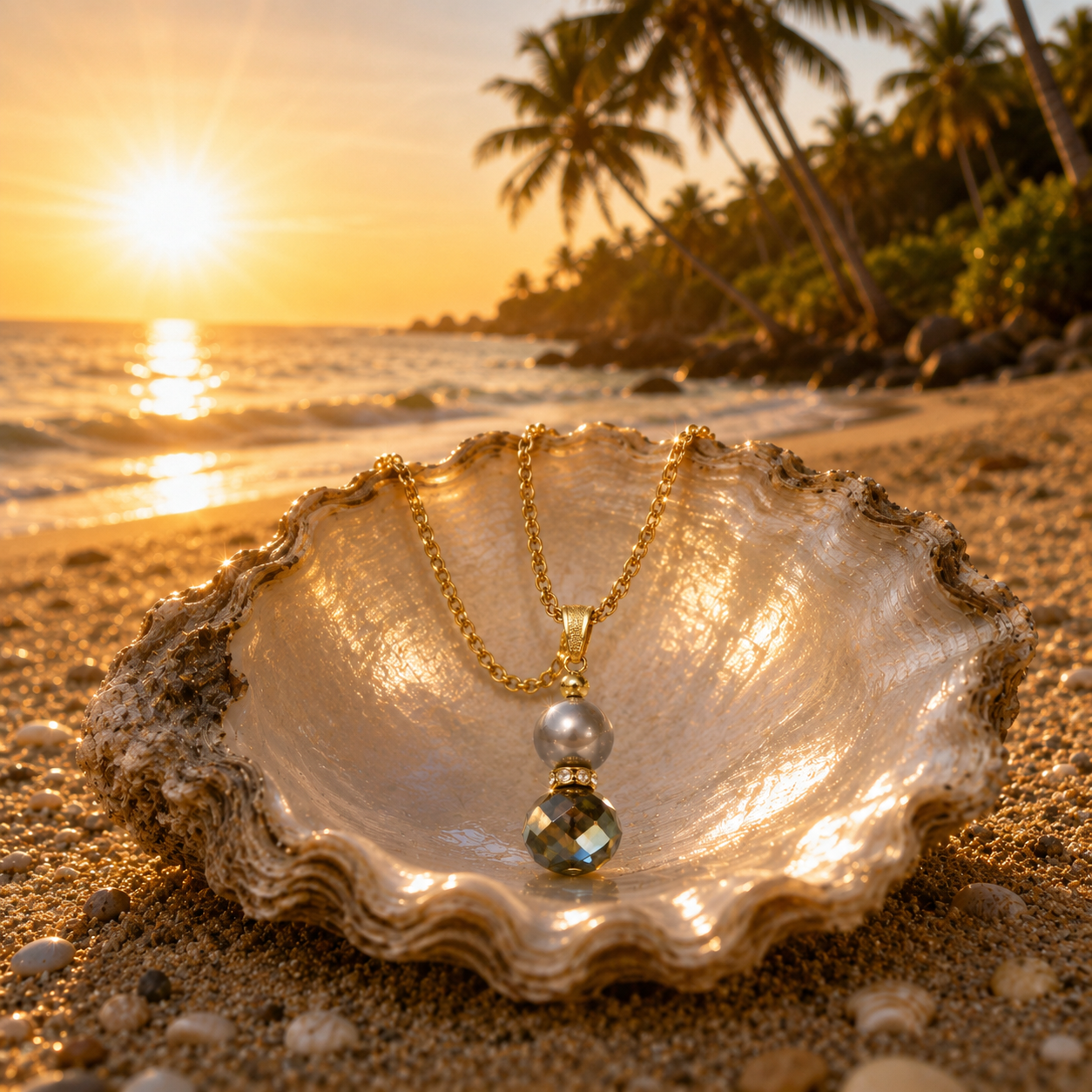 Golden Ocean Elegance Pearl Necklace