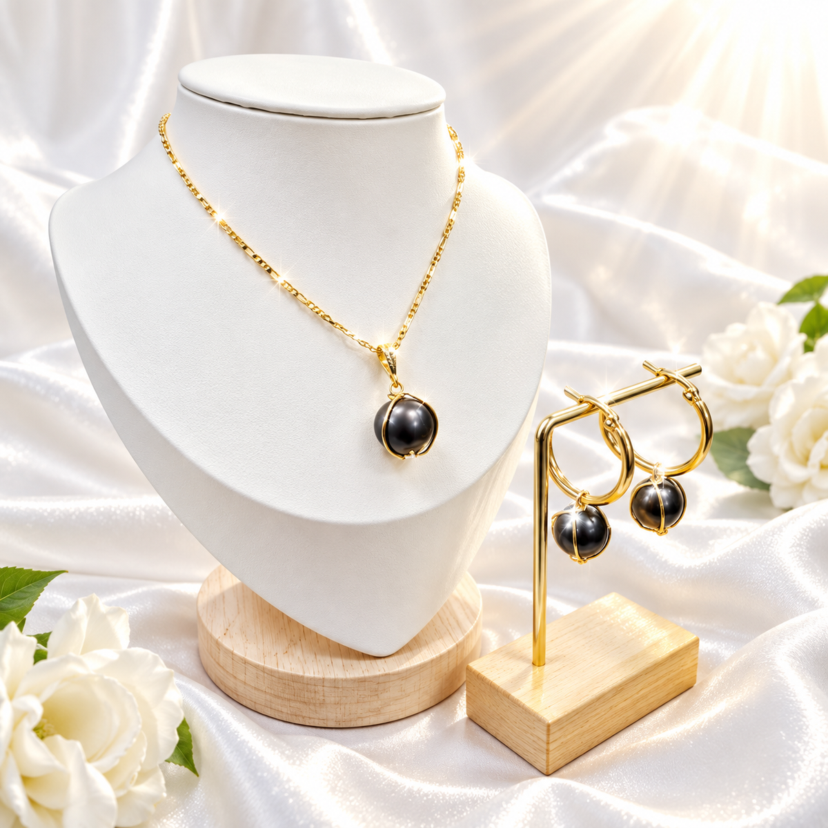 Tahitian Pearl in Single Cage Set