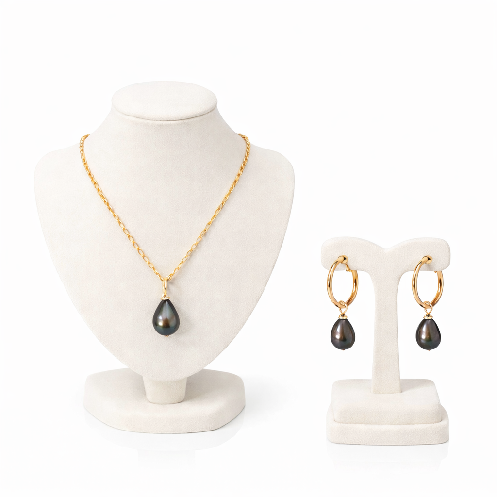 ARIYAH - Natural Tahitian Simple Pearl Set (12mm)