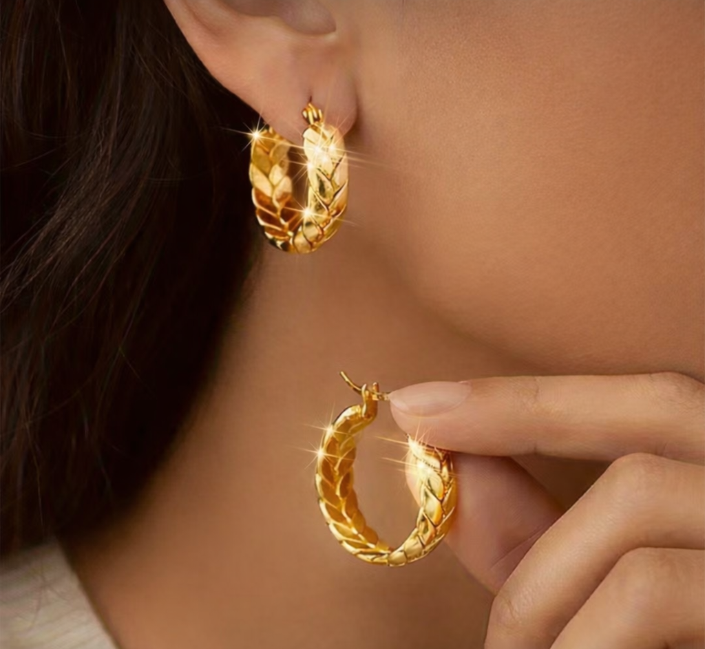Waterproof 18K Gold Plated on Waterproof & Non tarnish Hoops Earrings