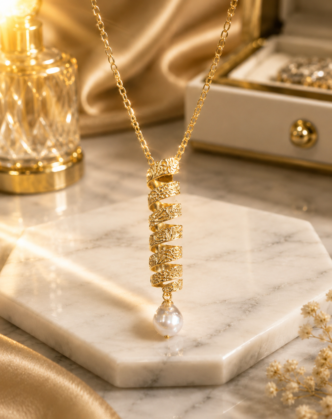 Spiral Pearl Pendant Necklace – New Collection