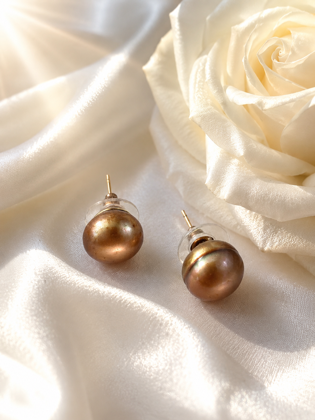 Brown Bronze Pearl Studs