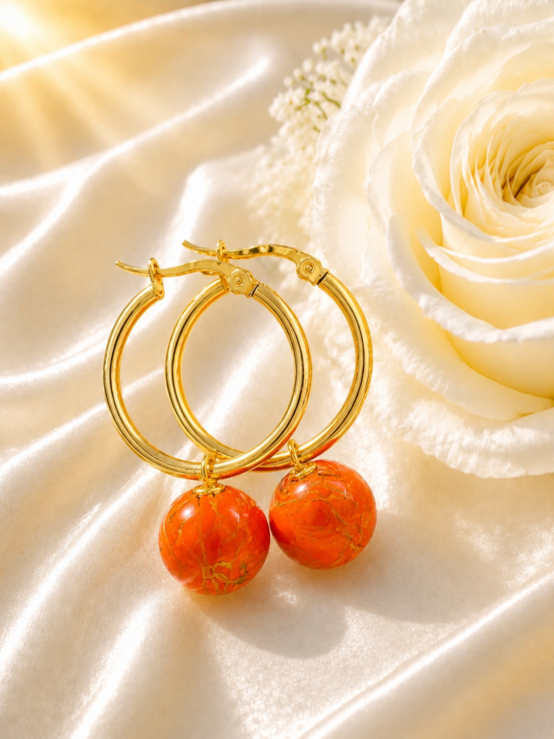 Waterproof Bold Gold Hoop Earrings