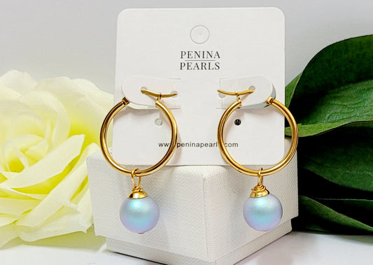 LILLIAN EARRINGS - Iridescent Light Blue - Premium Swarovski Pearl Earrings