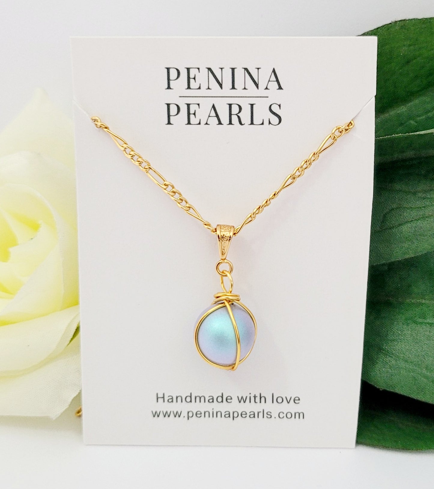 LILLY - Iridescent Blue Swarovski Caged Pearl Set