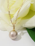 KERRYANE - 925 Stamped Gold Filled Natural Edison Champagne Tone Pearl Pendant Necklace