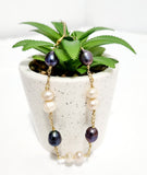 Majla Bracelet - 12mm Black Natural and Duo white freshwater pearls bracelet