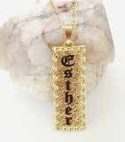 Personalised Name Engraved Pattern Pendant Necklace