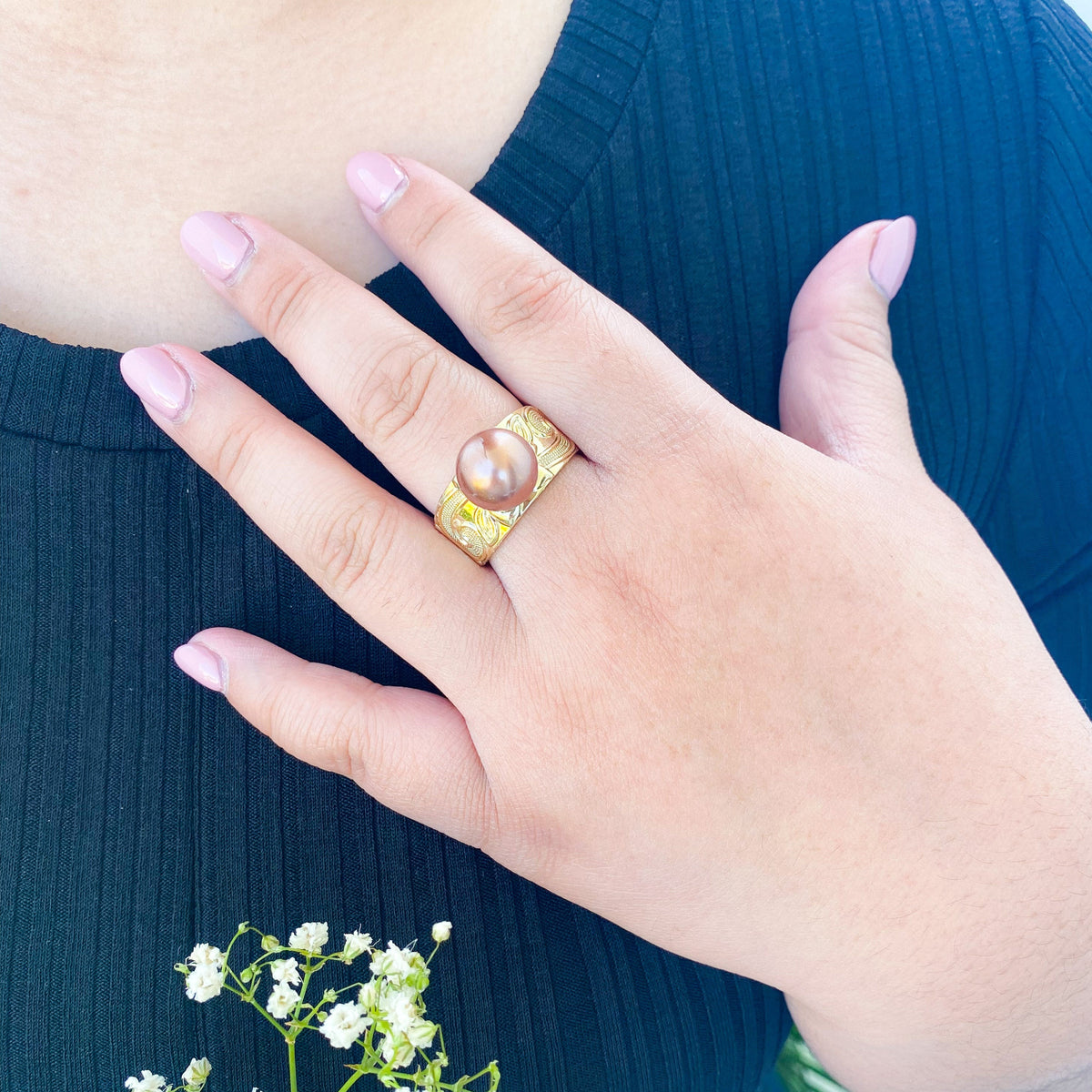 ROSA RINGS - MULTICOLOUR VARIETY - Hawaiian Engraving Premium Shell Pearl Ring