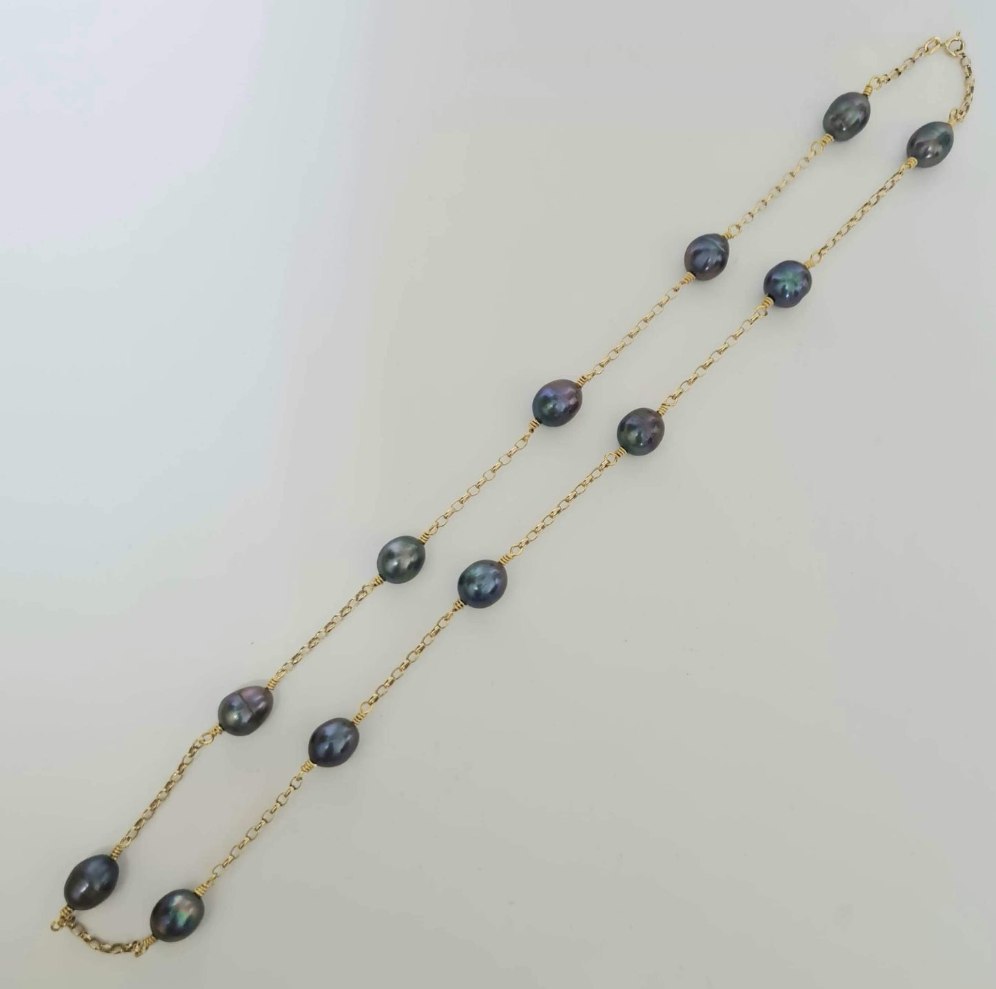 Multiple Natural Pearl Necklace with 9k real gold chain