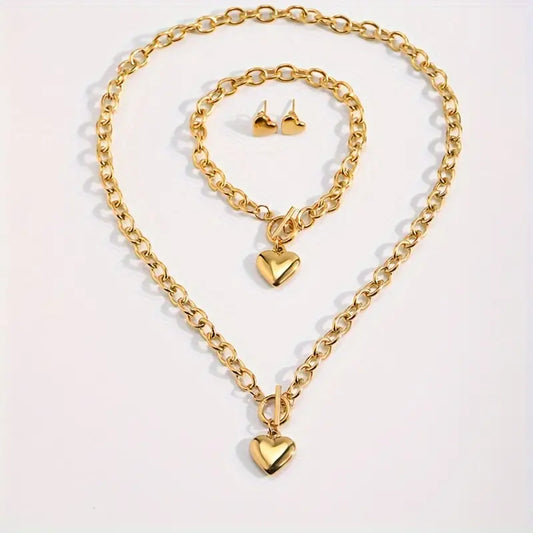 Stainless Steel Heart Jewelry Set for Women