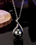 Black Natural Round Pendant Necklace Zirconia Necklace