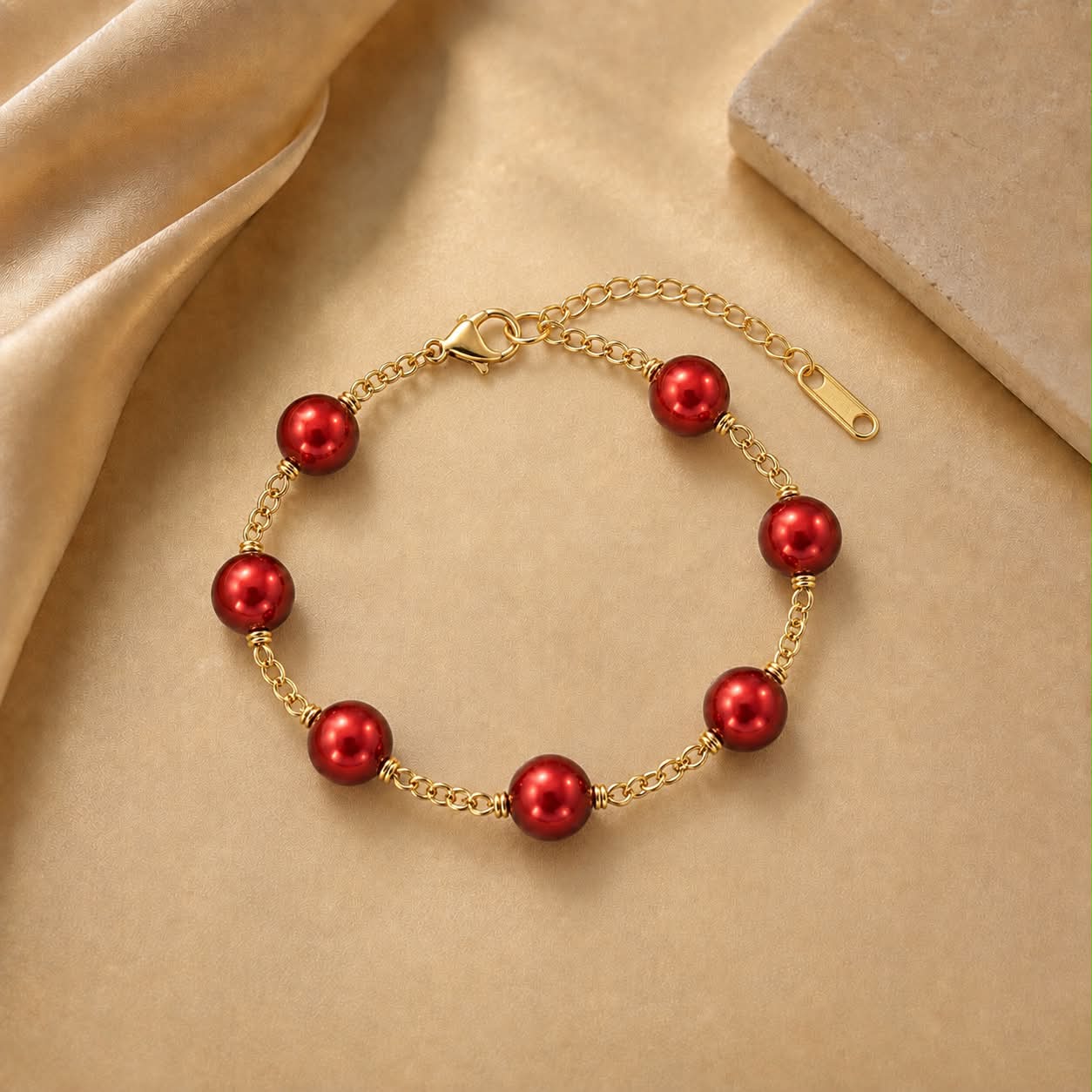 ✨ Ruby Red Pearl Bracelet ✨