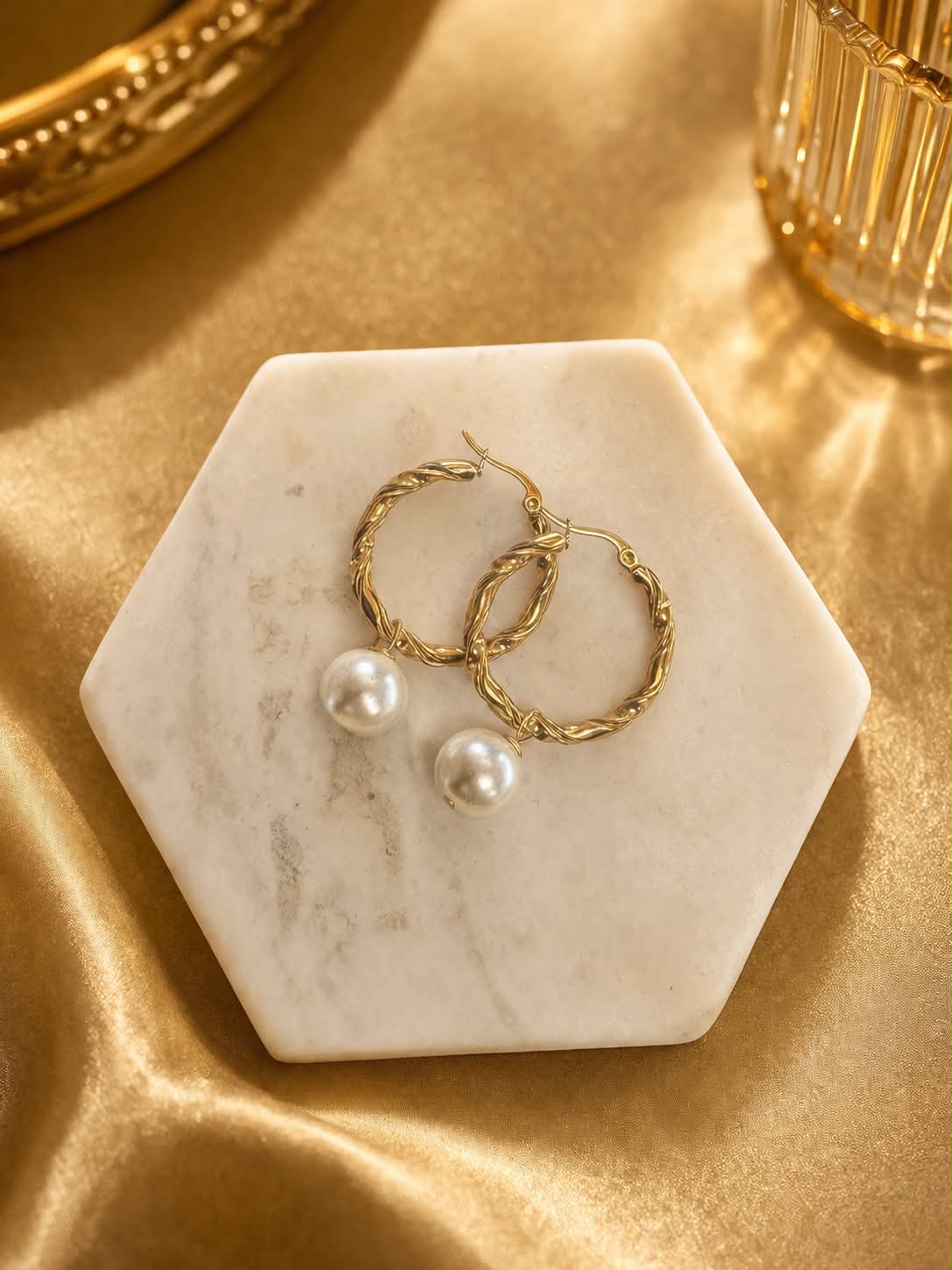 Elegant Pearl Hoop Earrings