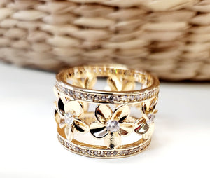 SOLID GOLDFILLED PLUMERIA HAWAIIAN RING