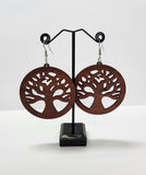 BROWN TAPA TREE CIRCLE DESIGN STATEMENT EARRINGS