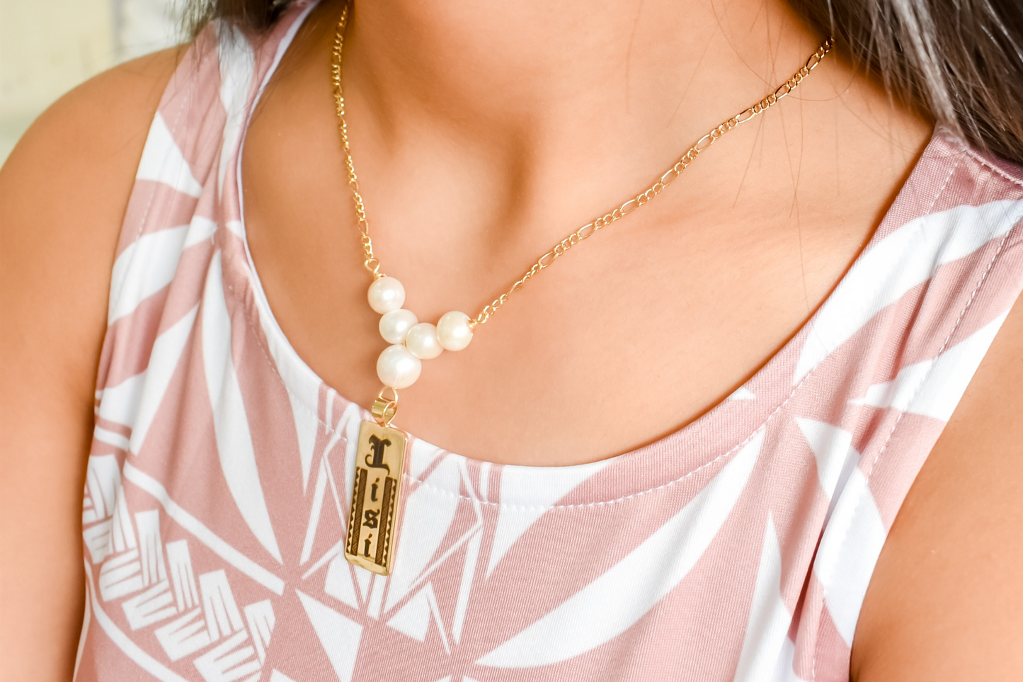 THEA - 5 NATURAL WHITE PEARL WITH PERSONALISED PENDANT NECKLACE