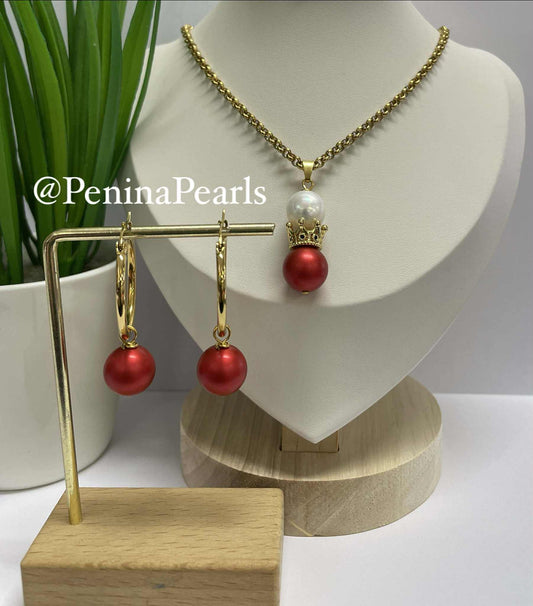 Seliah - Red & White Pearl Set