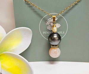 Tahitian Pearl Necklace Blend with Gemstone - 14K GF