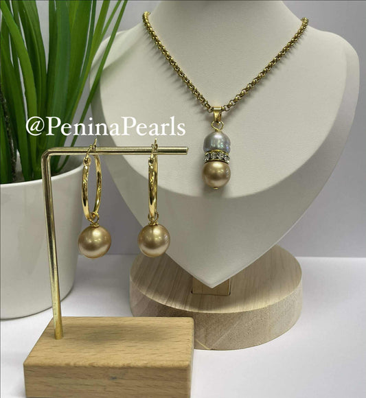 Navaya - Gold Pearl with Natural Pearl Set