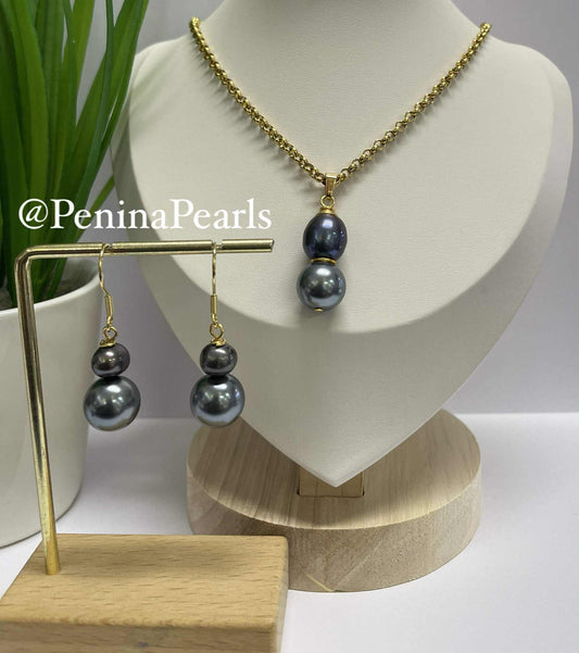 Zillah - Tahitian with Black Pearl Set