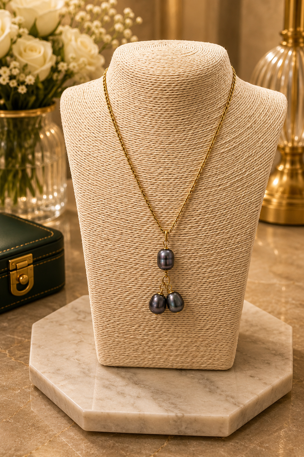 3 Natural Pearl Unique Style Necklace