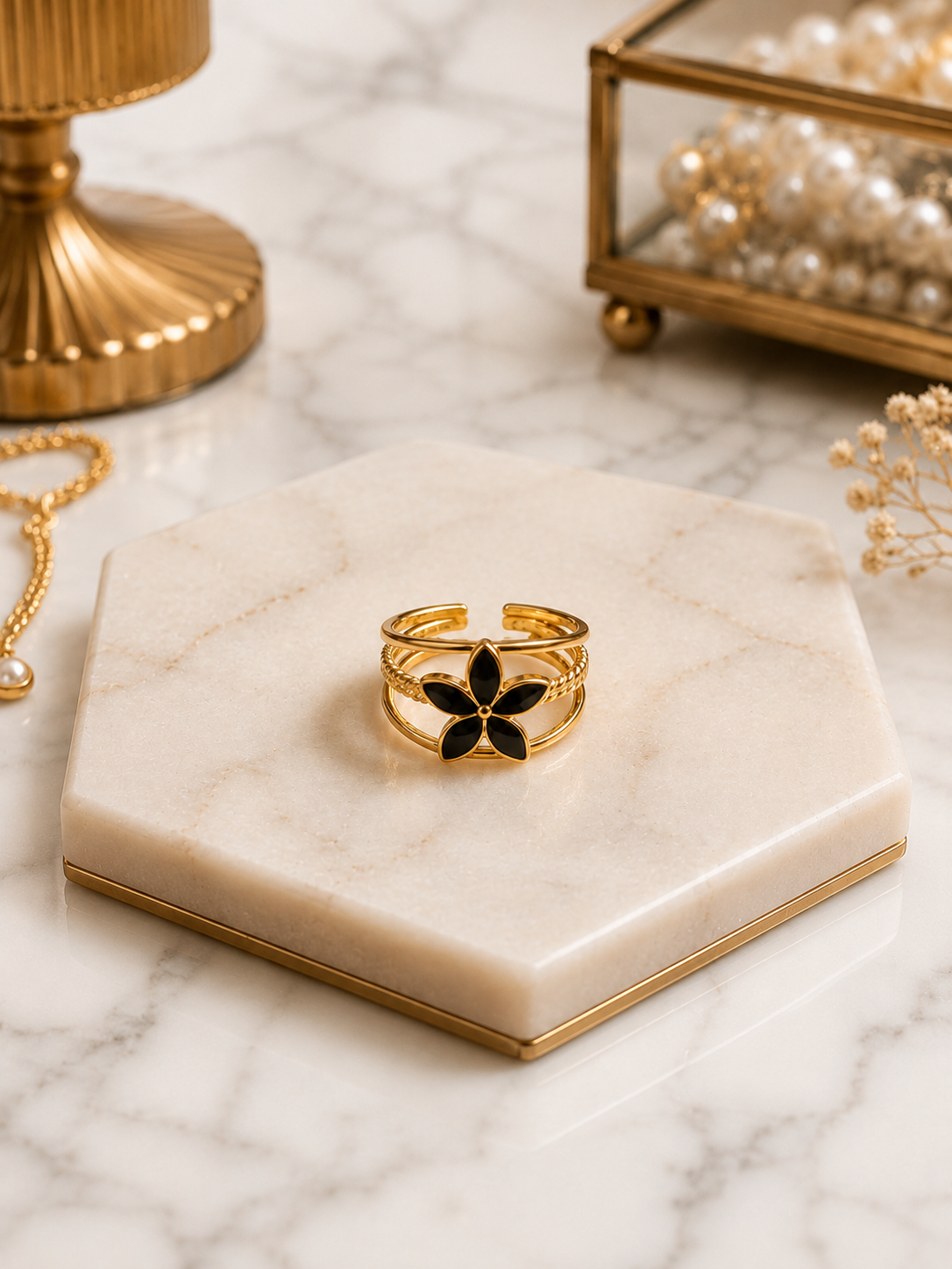 Black Frangipani Ring