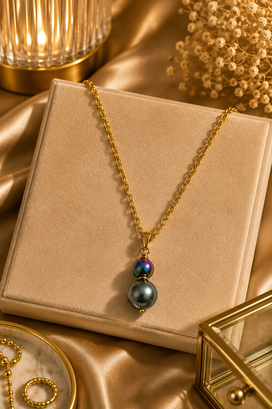 Black with Rainbow Pearl Necklace