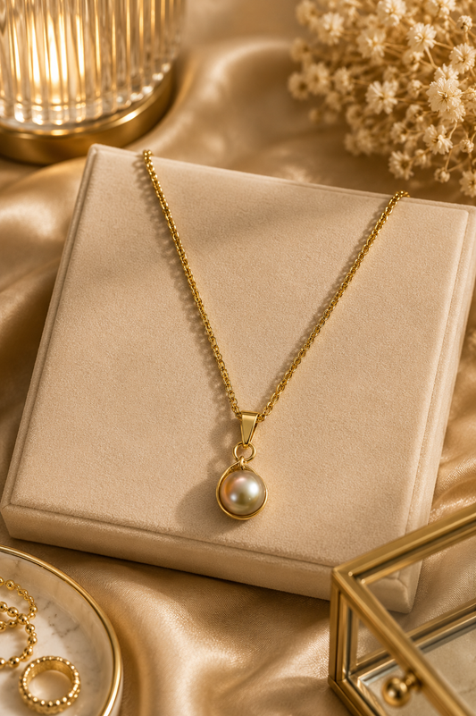 Bronze Tear Drop Pearl Necklace