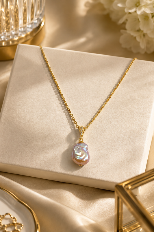 Pearly Pink Baroque Necklace