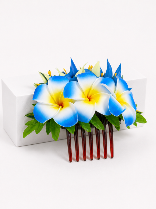 Blue Flower Hair Comb
