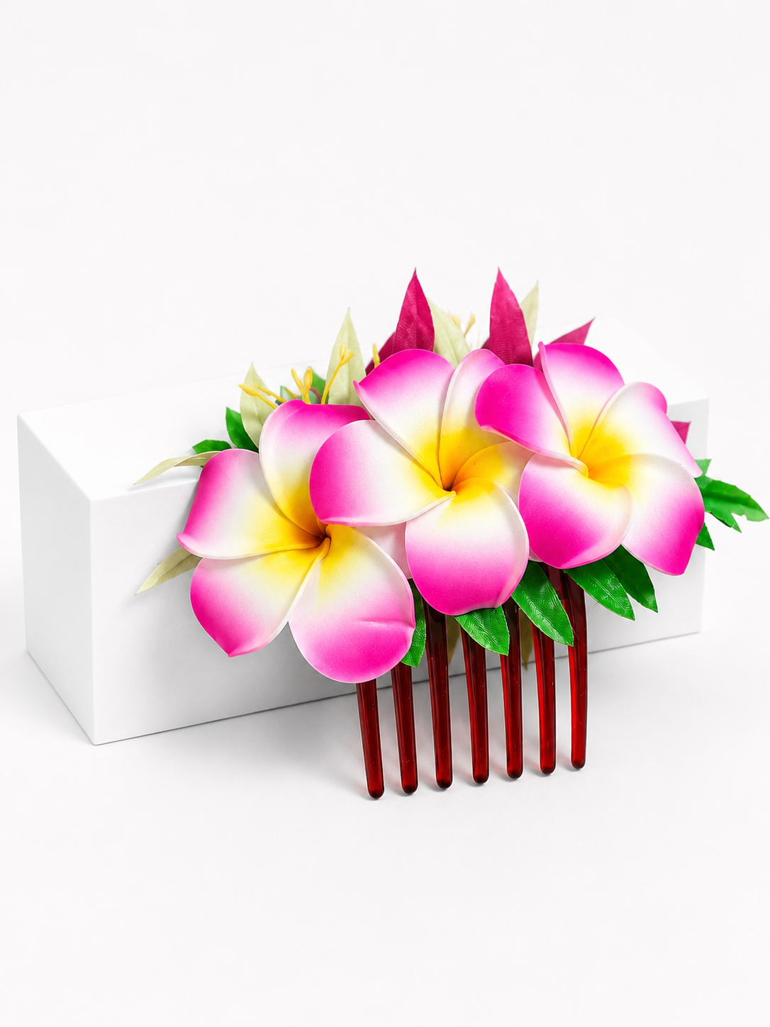 Pink Flower Hair Comb