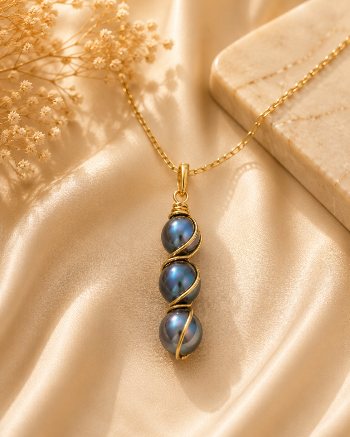 Tahitian Pearl Duo Caged Necklace